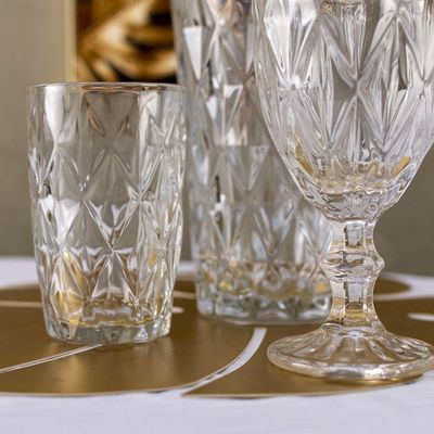 Conjunto De Copos De Vidro Para água 6 Peças 350 Ml Diamonds Lyor