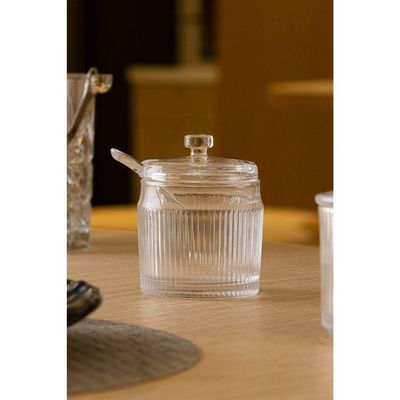 Açucareiro Com Colher E Tampa De Vidro Lines 10 X 7,5 Cm Wolff