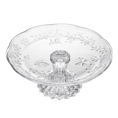 Prato Para Bolo 27 Cm De Cristal Com Pé New Butterfly Lyor