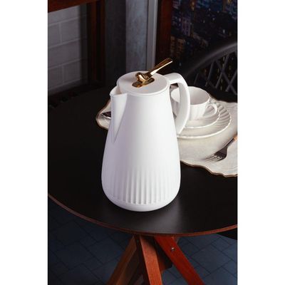 Garrafa Térmica 1 L Em Plástico Branca E Dourada New Bird Wolff
