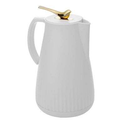Garrafa Térmica 1 L Em Plástico Branca E Dourada New Bird Wolff