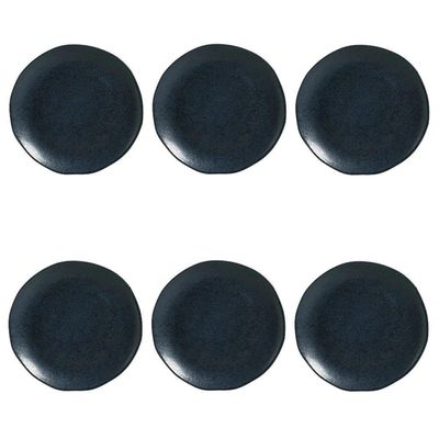Conjunto De Pratos Rasos 06 Peças Orgânico Night Blue Porto