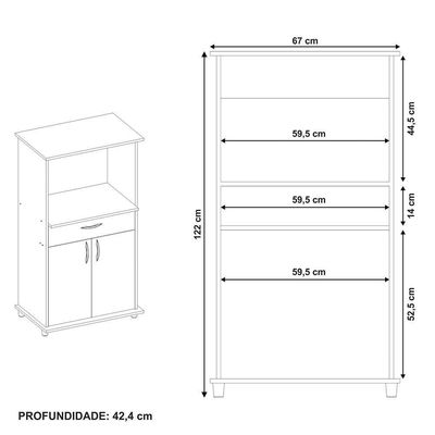 Armário Multiuso Nicro-Ondas 2 P Nt3070 Notável Branco