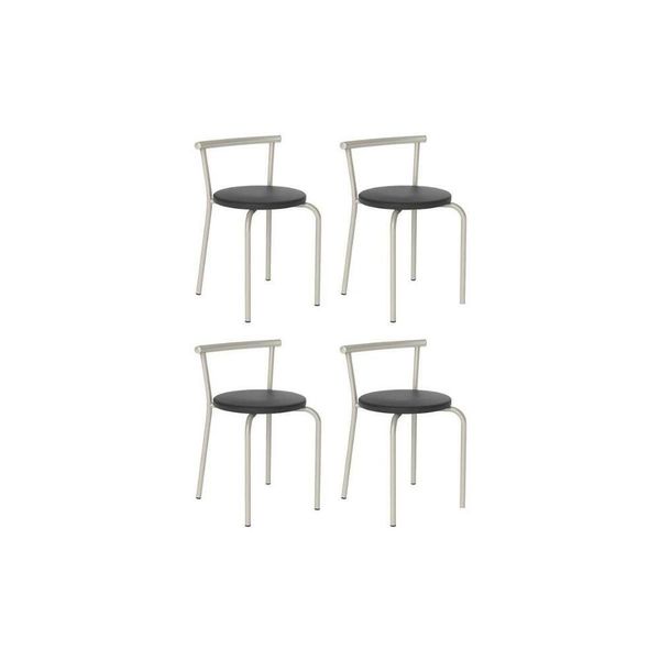 Banqueta De Cozinha 105 Kit 4 Uni Prata/courano Preto - Carraro