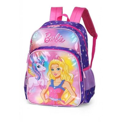 Mochila Costas Infantil Escolar Menina Barbie Unicórnio Roxo Rosa Fantasia Luxcel