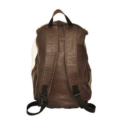 Mochila Masculina De Couro Grande Cor Marrom Com Faixa Branca? Sim