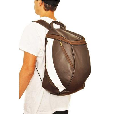 Mochila Masculina De Couro Grande Cor Marrom Com Faixa Branca? Sim