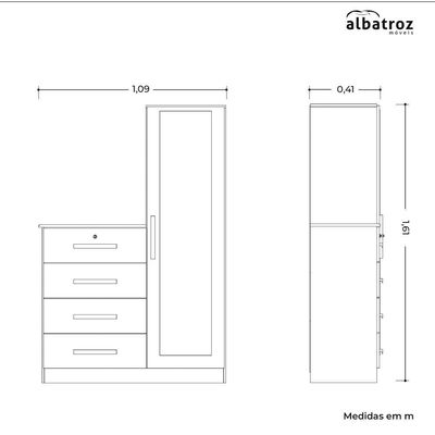 Cômoda Belize Plus Branco Fosco Liso - Albatroz Móveis