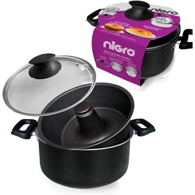 Conjunto Banho Maria Nigro Preto 3x1 Antiaderente Preto