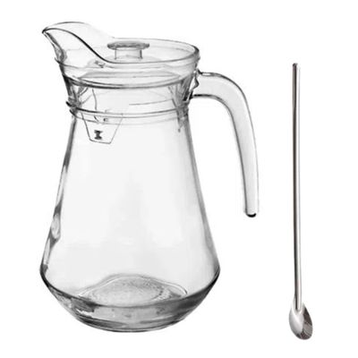 Jarra de Vidro c/ Tampa Suco Água 1.5 Litros + Colher Bailarina