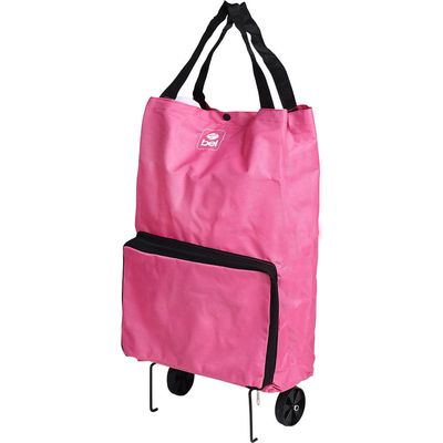 Bolsa Multiuso Dobrável com Rodinhas Rosa Bel Único / Preta