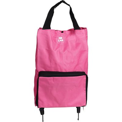 Bolsa Multiuso Dobrável com Rodinhas Rosa Bel Único / Preta
