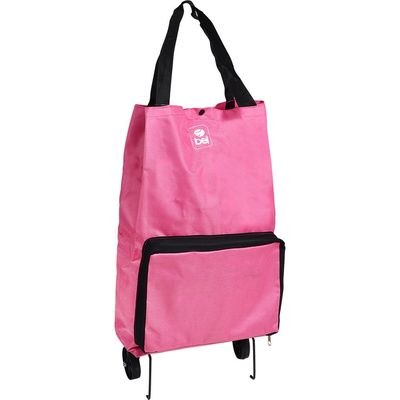 Bolsa Multiuso Dobrável com Rodinhas Rosa Bel Único / Preta