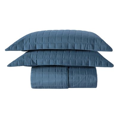Cobre Leito Matelassê Percal 300 fios Basic Queen 03 Peças 100% Poliéster - Marinho
