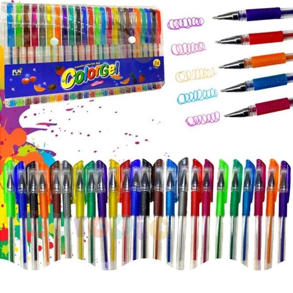 CANETA ESFEROGRAFICS 24 PEÇAS TINTA GEL