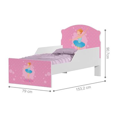 Mini Cama Infantil 153,2x79cm com Proteção Lateral Personagens Bailarina K02 - D'Rossi