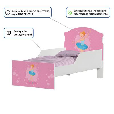 Mini Cama Infantil 153,2x79cm com Proteção Lateral Personagens Bailarina K02 - D'Rossi