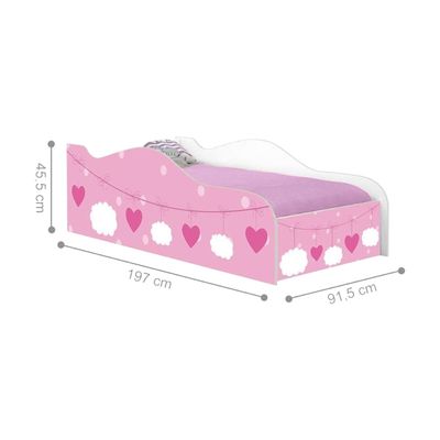Cama Solteiro Infantil 197x91,5cm para Quarto Personagens Nuvem Menina K02 - D'Rossi