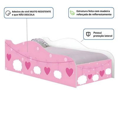 Cama Solteiro Infantil 197x91,5cm para Quarto Personagens Nuvem Menina K02 - D'Rossi