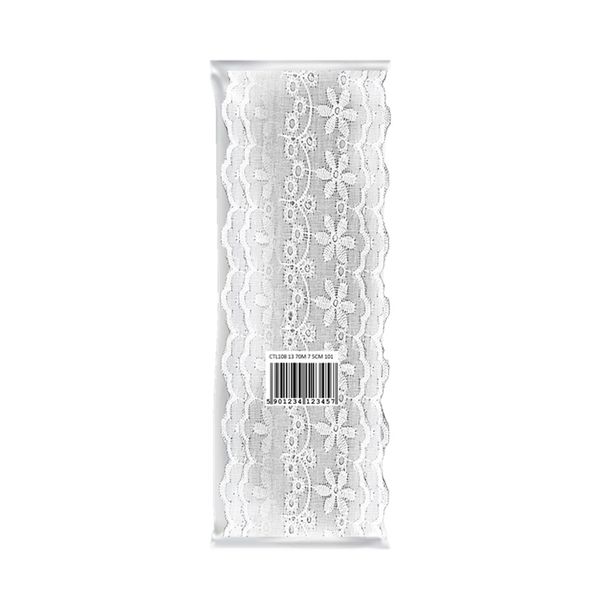 Bordado Inglês de Poliéster Nybc 7,5cm com 13,70m Branco