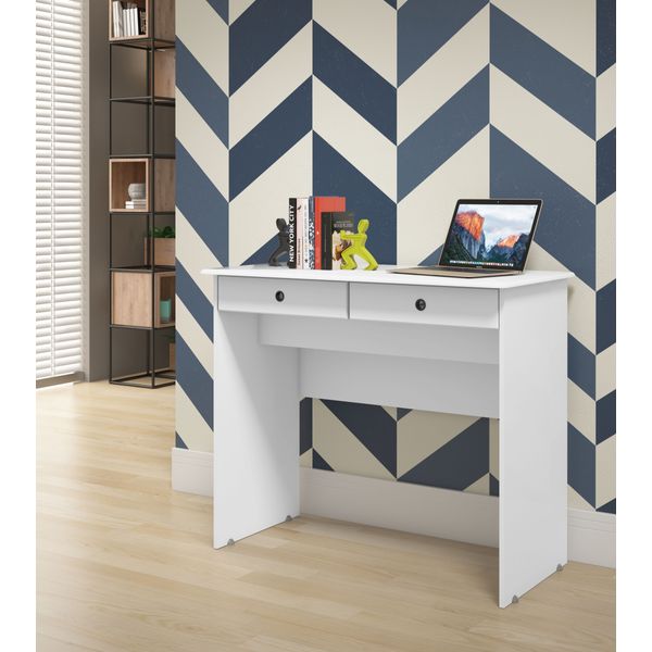 Escrivaninha Mesa de Computador 2 Gavetas cor Branco - Comprar Moveis em Casa