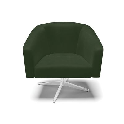Poltrona Sala Decorativa Kit 2 Stella Giratória Cromada Sintético PU Verde D03 - D'Rossi