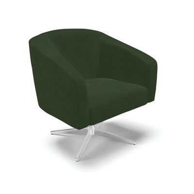 Poltrona Sala Decorativa Kit 2 Stella Giratória Cromada Sintético PU Verde D03 - D'Rossi