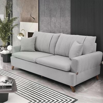 Sofa 3 Lugares 180 Cm Eron Linho Cinza Vazzano Cinza