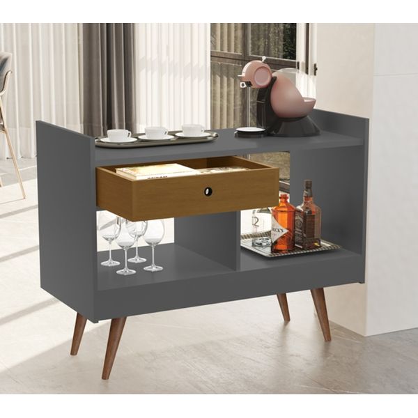 Aparador Estilo Buffet 2 Ambientes Retrô Duda cor Onix / Nature - Comprar Moveis em Casa