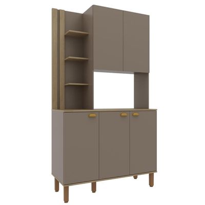 Cozinha Compacta Safira 108cm 5 Portas e 2 Prateleiras Bartira Nude