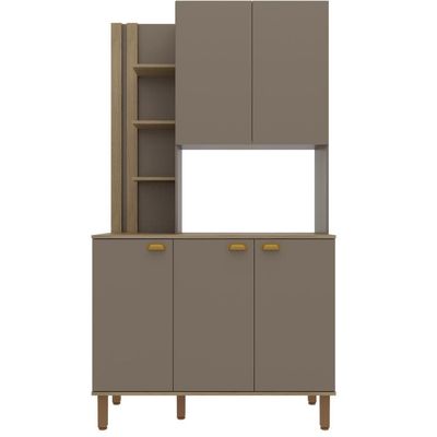 Cozinha Compacta Safira 108cm 5 Portas e 2 Prateleiras Bartira Nude