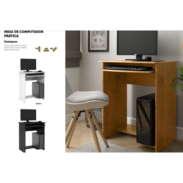Mesa de Computador Pratica cor Freijó - Comprar Moveis em Casa Mesa de Computador Pratica cor Freijó - Comprar Moveis em Casa