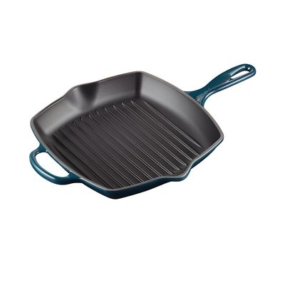 GRELHA QUADRADA LE CREUSET 26CM SIGNATURE EM FERRO FUNDIDO AZUL AGAVE 20183264220422