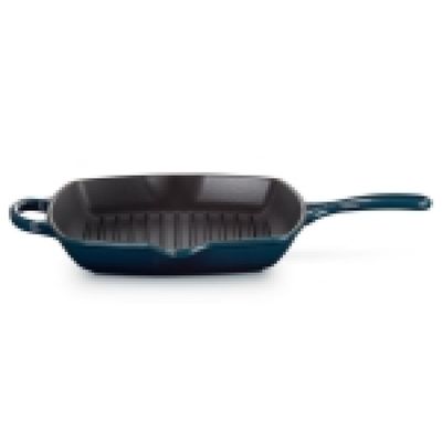 GRELHA QUADRADA LE CREUSET 26CM SIGNATURE EM FERRO FUNDIDO AZUL AGAVE 20183264220422