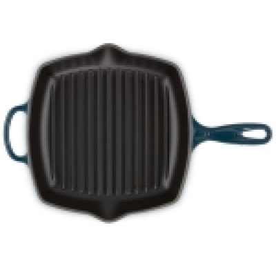 GRELHA QUADRADA LE CREUSET 26CM SIGNATURE EM FERRO FUNDIDO AZUL AGAVE 20183264220422