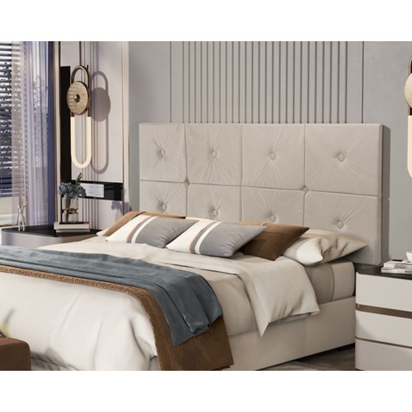 Painel de Cama box Botão Queen 1,60 Elegance cor Bege/Areia - Comprar Moveis em Casa Painel de Cama box Botão Queen 1,60 Elegance cor Bege/Areia - Comprar Moveis em Casa