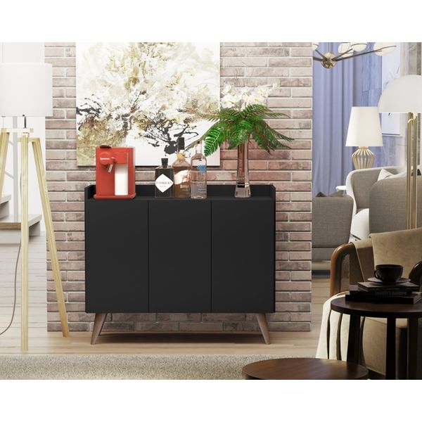 Aparador Buffet 3 Portas Galhardo II cor Preto - Comprar Moveis em Casa