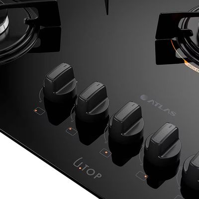 Cooktop a Gás U Top 5 Bocas Tripla Chama Mesa de Vidro Atlas Preto