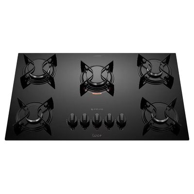 Cooktop a Gás U Top 5 Bocas Tripla Chama Mesa de Vidro Atlas Preto