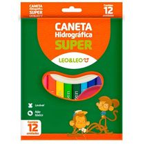 Caneta Hidrográfica Escolar Super Leo & Leo Com 12 Cores Volta As Aulas