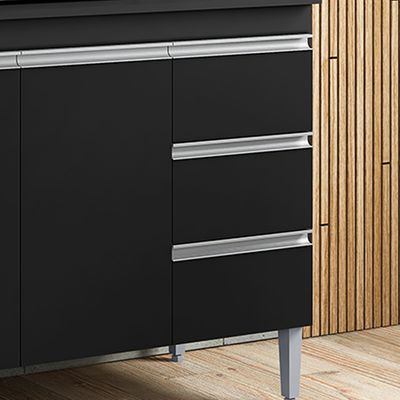 Balcão Cozinha com Tampo 100cm 3 Gavetas Leticia Preto A01 - D'Rossi