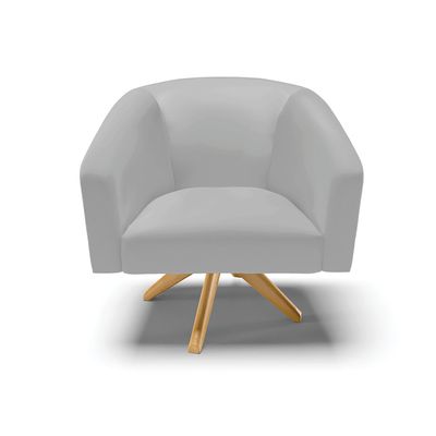 Poltrona Sala Decorativa Kit 2 Stella Base de Madeira Giratória MA30 Sintético Cinza D03 - D'Rossi