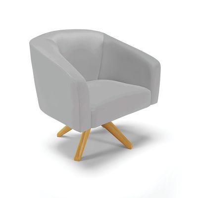 Poltrona Sala Decorativa Kit 2 Stella Base de Madeira Giratória MA30 Sintético Cinza D03 - D'Rossi