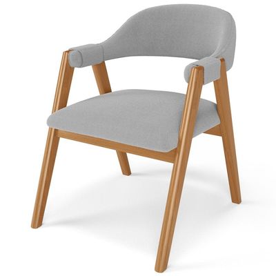 Kit 02 Cadeiras de Jantar e Estar Living Estofada Nadja L02 Bouclê Cinza - Lyam Decor