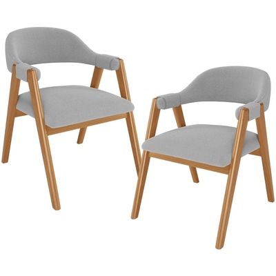 Kit 02 Cadeiras de Jantar e Estar Living Estofada Nadja L02 Bouclê Cinza - Lyam Decor
