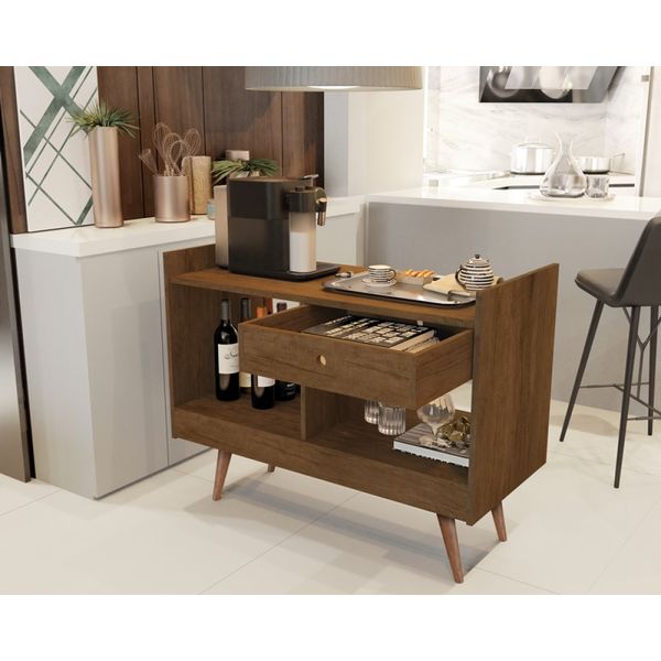 Aparador Buffet Retrô Pés Palito e divisor de ambientes Chateau cor Canela Comprar Moveis Em Casa