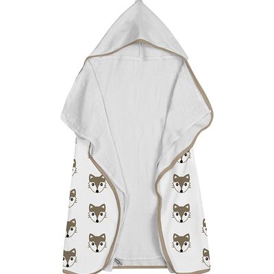 Toalha Baby C/ Capuz Tecebem Estampada c/ Fralda  Dori Branco