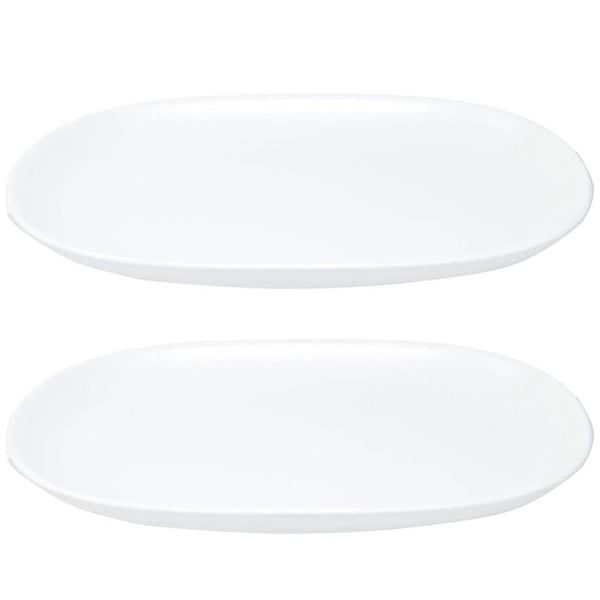 Kit 2 Travessas Oval Melamina 26x17cm Rasa Buffet Branca Restaurante Salada Petiscos Aperitivos Bar