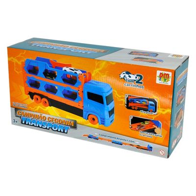 Caminhao Cegonha Pista Com 2 Carrinhos Dm Toys - 6576
