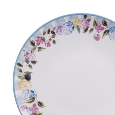 Prato Raso Jantar 25cm Porcelana Decorada Floral Tramontina